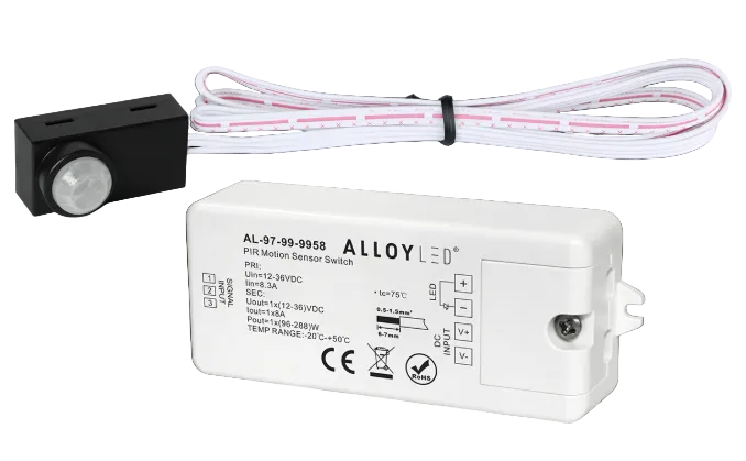Alloy LED AL-97-99-9958 PIR Motion Sensor Switch with Remote Sensor, Voltage 12V or 24VDC 8A