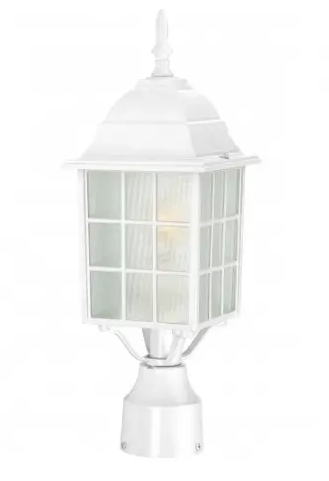 Nuvo 60-4907 17" Adams Outdoor Post Light, Frosted Glass, White Finish
