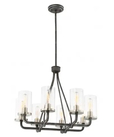 Nuvo 60-6128 Sherwood 8-Light Chandelier Light Fixture, Iron Black