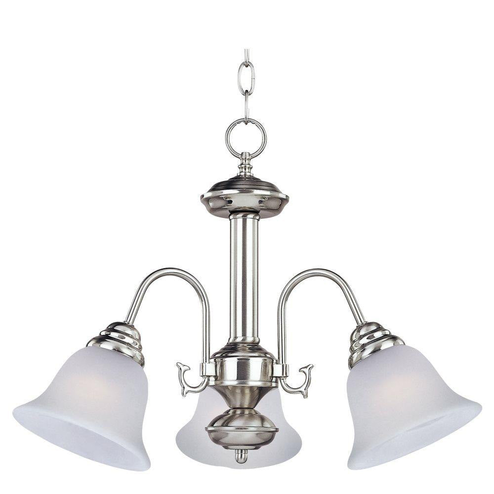 Maxim Lighting 2697FTSN Malaga 3 Light 20 inch Satin Nickel Chandelier Ceiling Light