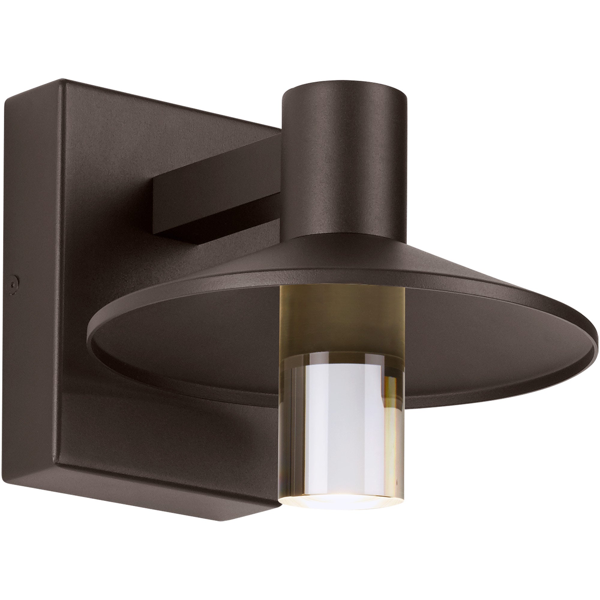 Visual Comfort Modern Collection 700OWASHH9308CZUNVSP 8” Ash Outdoor Wall Sconce with Clear Cylinder, Color Temperature 3000K, Wattage 18W, Surge Protection, Bronze Finish