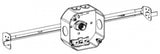 Orbit 4RB-NM-BHA 4" Octagonal Electrical Box, 1-1/2" Deep W/ Non Metallic (NM) Clamps, Adjustable Bar Hanger & 1/2" & Loom knockouts