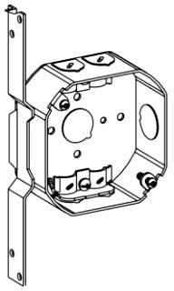 Orbit 4RB-NM-FB 4" Octagonal Electrical Box, 1-1/2" Deep W/ Non Metallic (NM) Clamps, FB Bracket & 1/2" & Loom knockouts