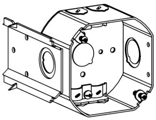 Orbit 4RDB-NM-LB 4" Octagonal Electric Box, 2 1/8" Deep W/ Non-Metallic Clamps, LB Bracket & 1/2" & Loom Knockouts