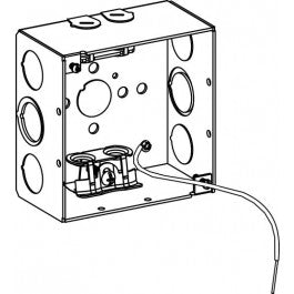 Orbit 4SDB-AMC-PT 4" Electrical Square Box 2-1/8" Deep Welded W/ Angled MC Clamps & 10" Pigtail