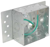 Orbit 4SDB-BP 4" Electrical Square Box 2-1/8" Deep Welded W/ MKO, 10" Pigtail & Back Mounting Plate