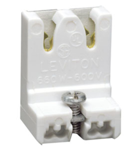 Leviton 13451-NX Medium Base, T8 Only Bi-pin, Fluorescent Lamp holder, Low Profile (White) Captive Nut & Screw