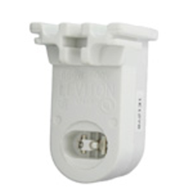 Leviton 13465-W Fluorescent Lampholder, Pedastal Base, 660w-600v, High Output, Recessed Double Contact, Stationary End, COF White, For Push-in Wiring
