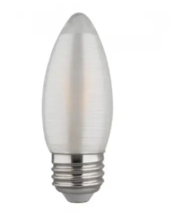 SATCO S23403 LED C11 Bulb, Dimmable, E26, Wattage 2W, Lumens 120 lm, Voltage 120V, Color Temperature 2700K, Satin Spun
