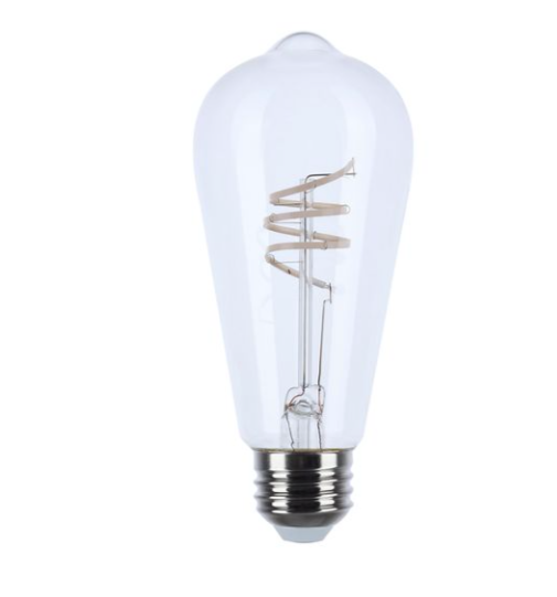 SATCO S11520 LED Bulb, Reminiscent, Flex Gray Coil Filament, ST19, Medium Base, Wattage 6W, Color Temperature 2700K, Clear, Voltage 120V