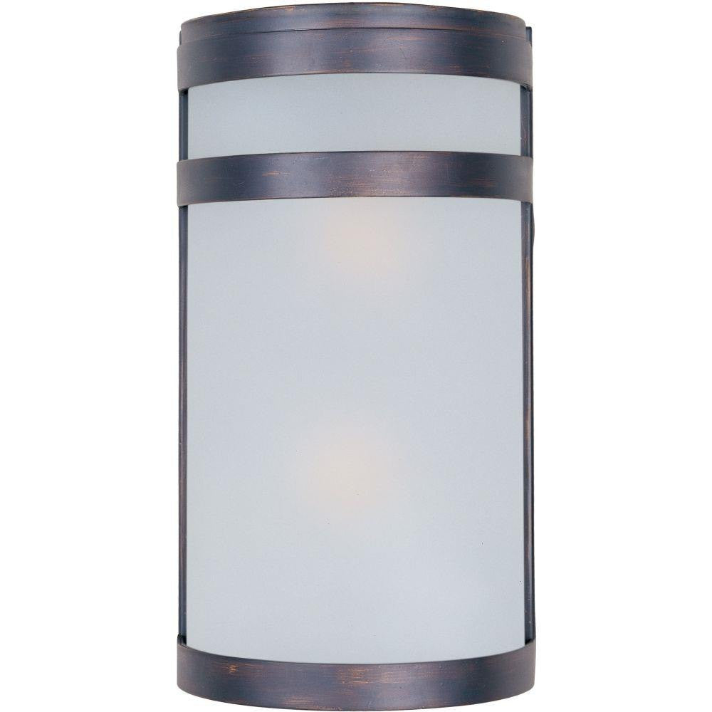 Maxim Lighting 5002FTOI Arc 2 Light Oil Rubbed Bronze Outdoor Wall Light with Frosted Glass