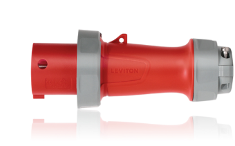 Leviton 360P7WLEV LEV Series Pin & Sleeve Plug, 60A, 480V, 2P, 3W, Watertight, Red Finish