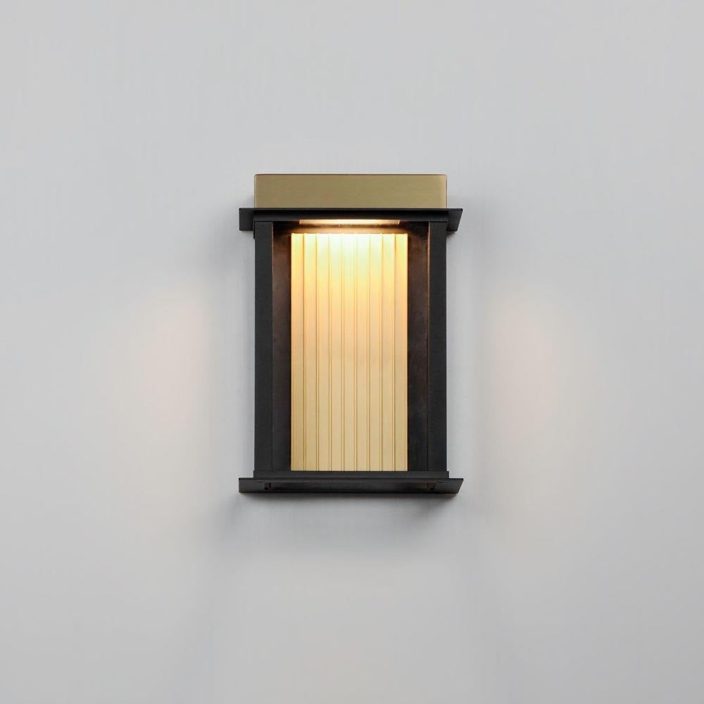 Maxim Lighting 50752BKGLD Rincon 1 Light 14 inch Black and Gold Outdoor Wall Sconce - Front View Illuminated