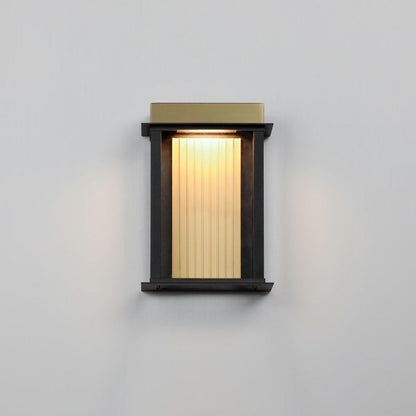 Maxim Lighting 50752BKGLD Rincon 1 Light 14 inch Black and Gold Outdoor Wall Sconce - Front View Illuminated