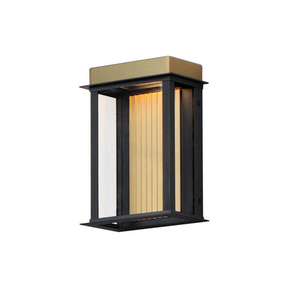 Maxim Lighting 50752BKGLD Rincon 1 Light 14 inch Black and Gold Outdoor Wall Sconce - Angle View Illuminated