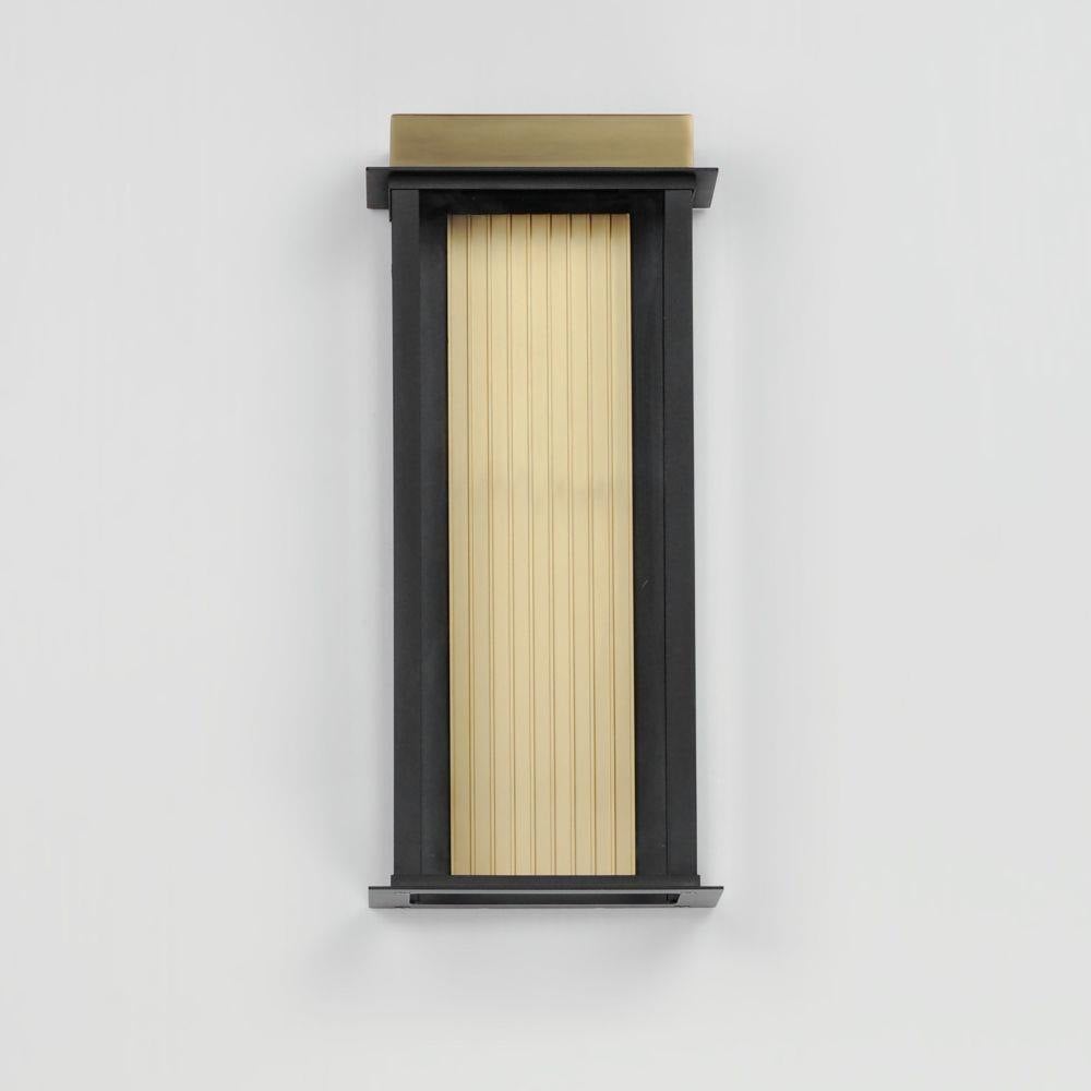 Maxim Lighting 50754BKGLD Rincon LED Outdoor Wall Sconce in Black and Gold finish, front view unlit