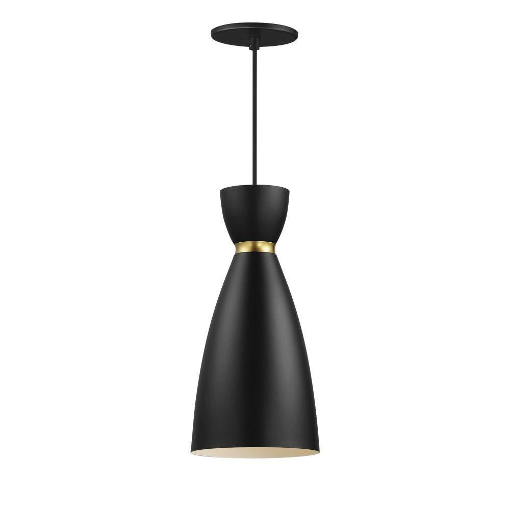 Maxim Lighting 11301BKSBR Carillon 1 Light Mini Pendant in Black/Satin Brass - Full View
