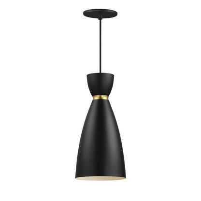 Maxim Lighting 11301BKSBR Carillon 1 Light Mini Pendant in Black/Satin Brass - Full View