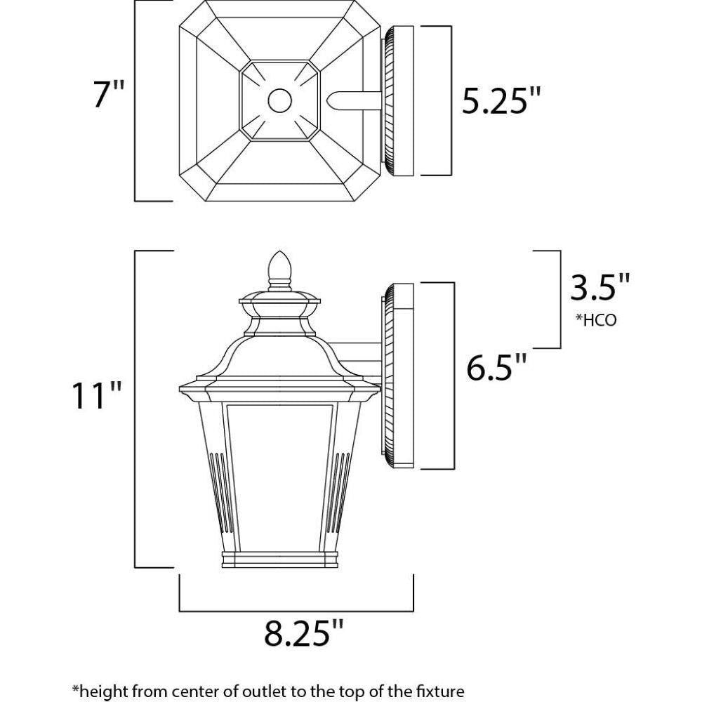 Maxim Lighting 51123FSBZ Knoxville Outdoor Wall Lantern Dimensions Diagram