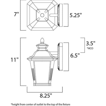 Maxim Lighting 51123FSBZ Knoxville Outdoor Wall Lantern Dimensions Diagram