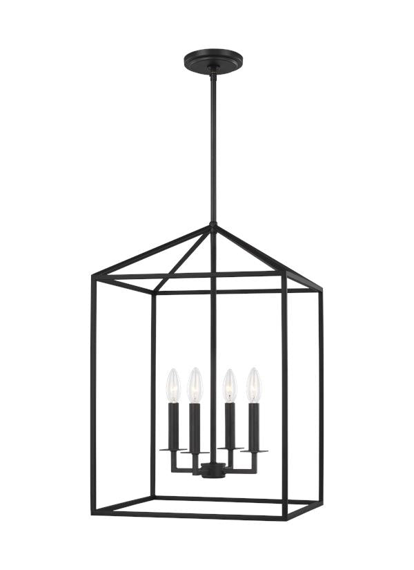 Generation Lighting Perryton 4 light midnight black lantern pendant ceiling light