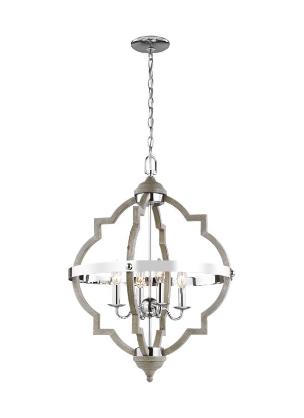 Generation Lighting Socorro 4 light washed pine pendant ceiling light
