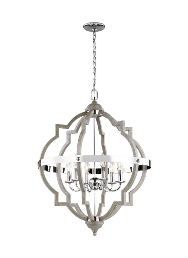 Generation Lighting 5124906-872 Socorro 6 light pendant ceiling light in washed pine