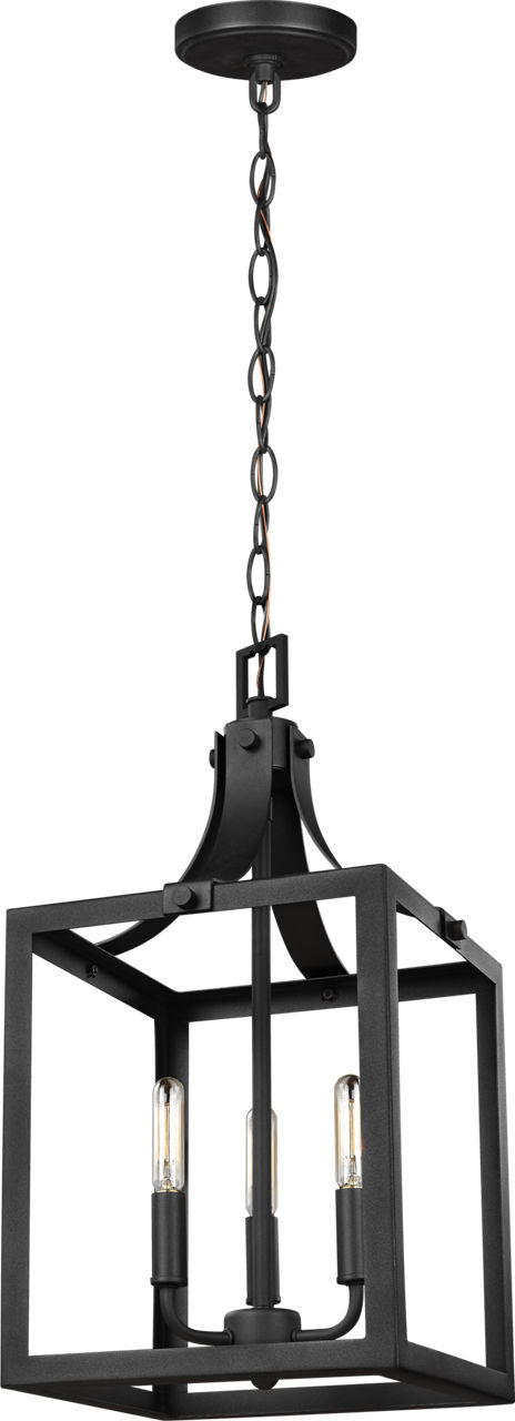Generation Lighting Labette 3 light black lantern ceiling light
