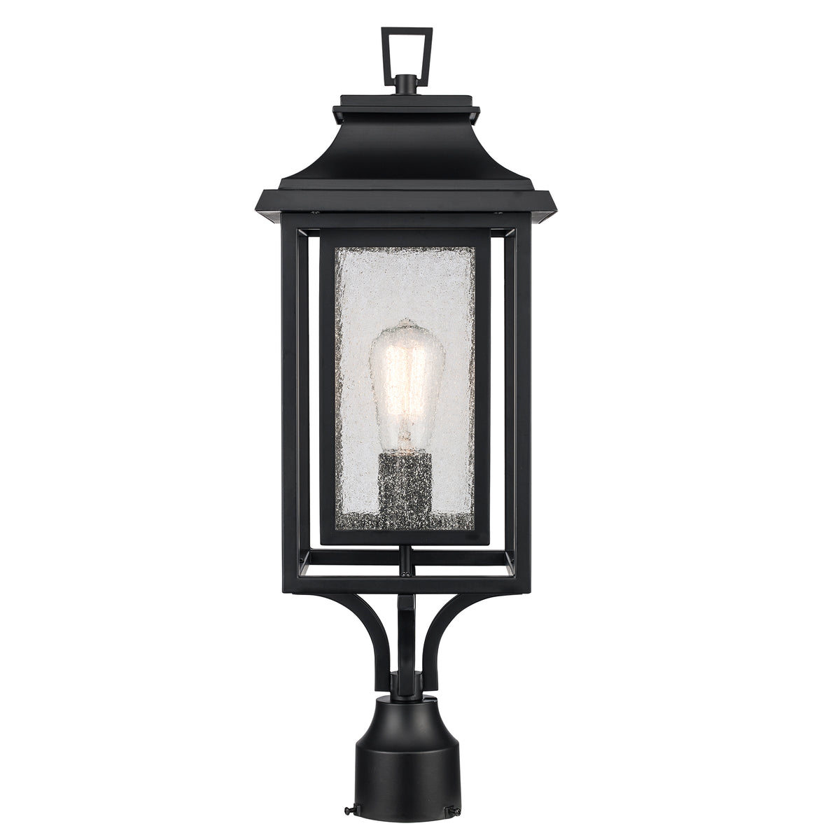 Trans Globe Lighting 51693 BK Bosque black post mount light front view