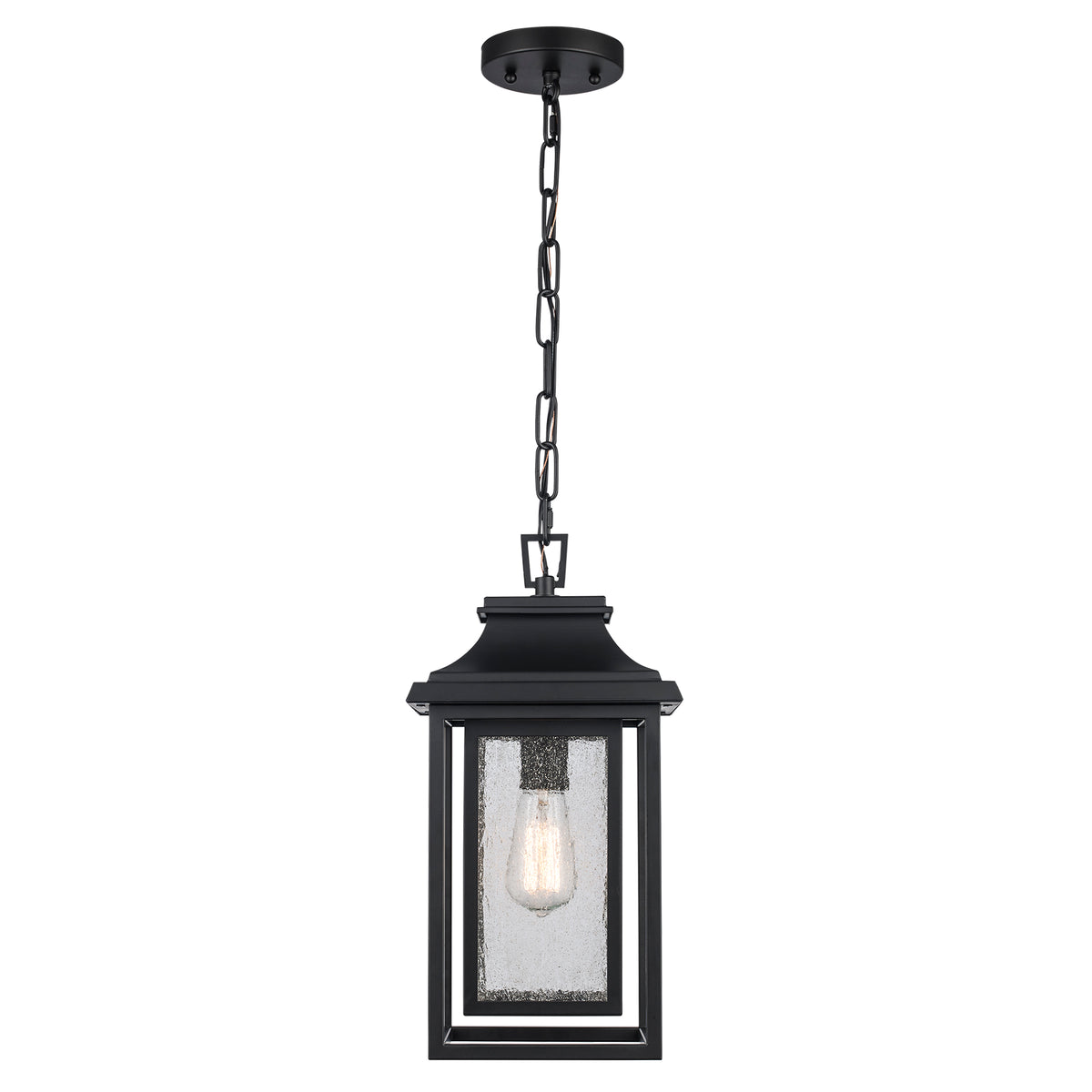 Trans Globe Lighting 51694 BK Bosque black outdoor hanging lantern on