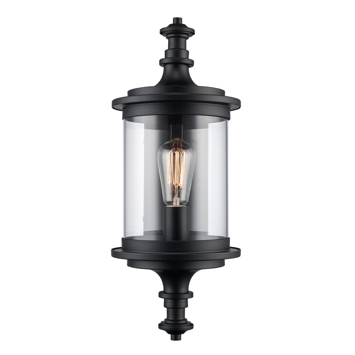 Trans Globe Lighting 51700 BK PathLume black wall lantern front view lit