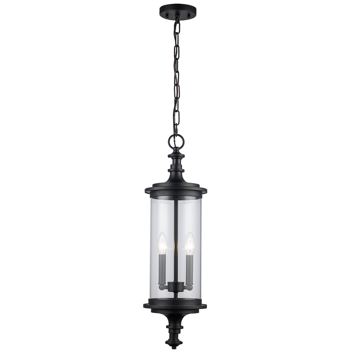 Trans Globe Lighting 51704 BK PathLume 2 Light Black Hanging Lantern full view