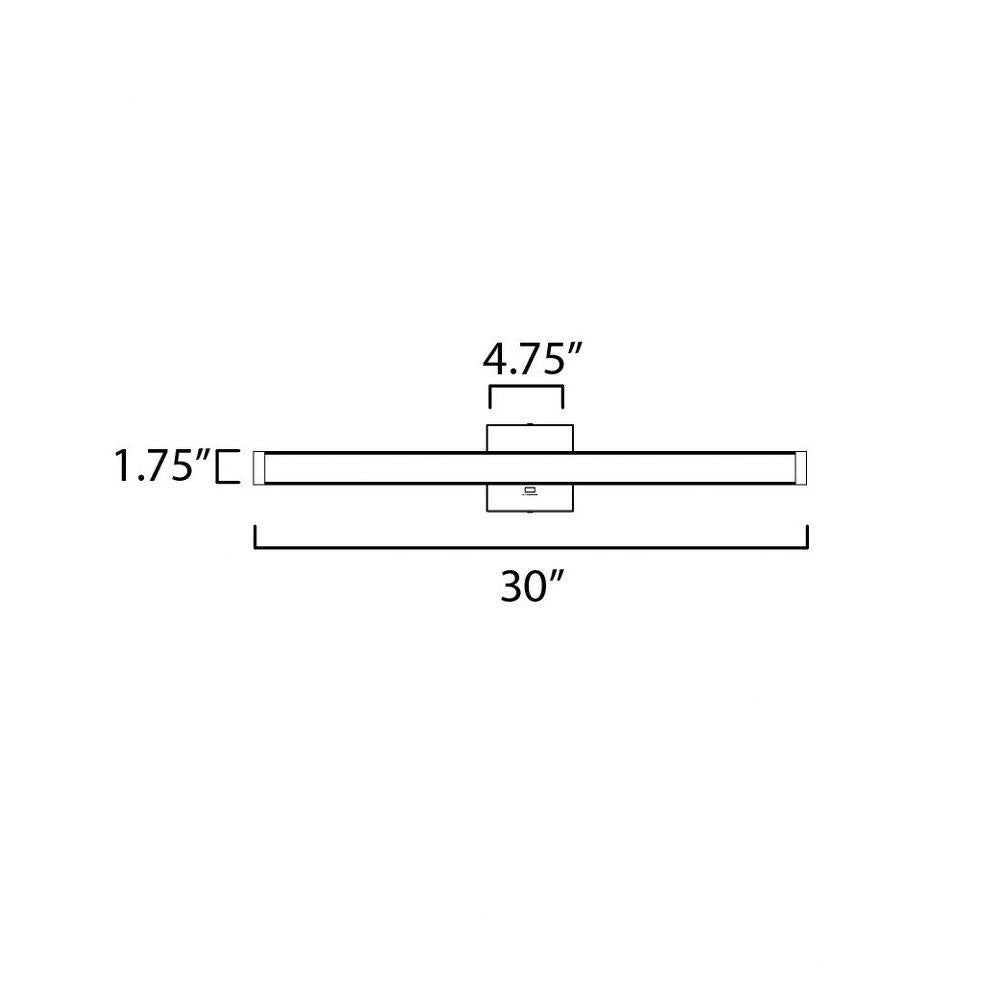Maxim Lighting 52034PC Spec Bath Vanity Wall Light Dimensions - 30 inch wide, 4.75 inch depth, 1.75 inch bar height