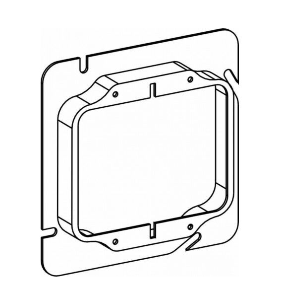 ORBIT 52058 5 Inch Square 2 Gang 0.63 Inch Raised Steel Device Ring 4-11/16"
