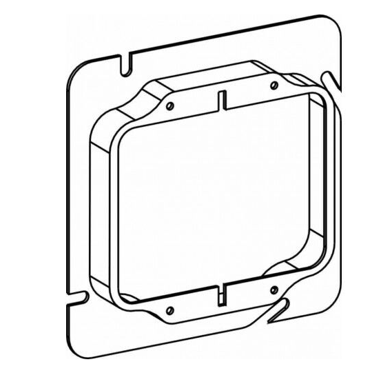 ORBIT 52075 5 Inch Square 2 Gang 0.75 Inch Raised Steel Device Ring 4-11/16"