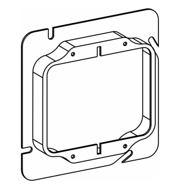 ORBIT 52100 5 Inch Square 2 Gang 1 Inch Raised Steel Device Ring 4-11/16" Square