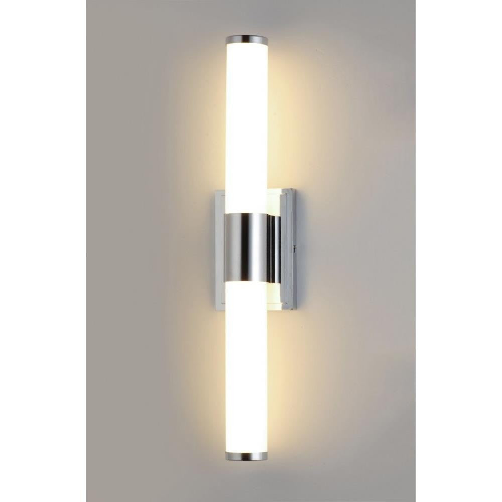 Maxim Lighting 52114WTSN Optic 1 Light 18 Inch Satin Nickel Bath Vanity Wall Light - vertical lit lifestyle view