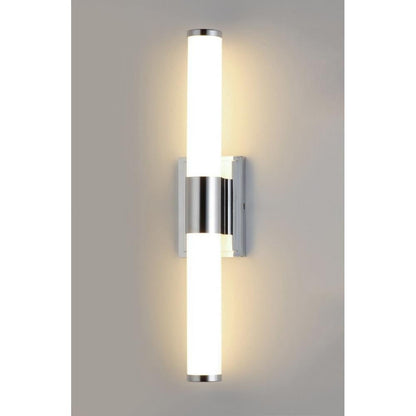 Maxim Lighting 52114WTSN Optic 1 Light 18 Inch Satin Nickel Bath Vanity Wall Light - vertical lit lifestyle view