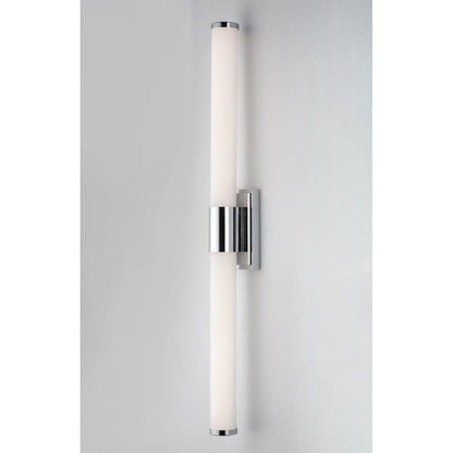 Maxim Lighting 52116WTSN Optic 1 Light 30 Inch Satin Nickel Bath Vanity Wall Light - Vertical Angle View on Grey Background