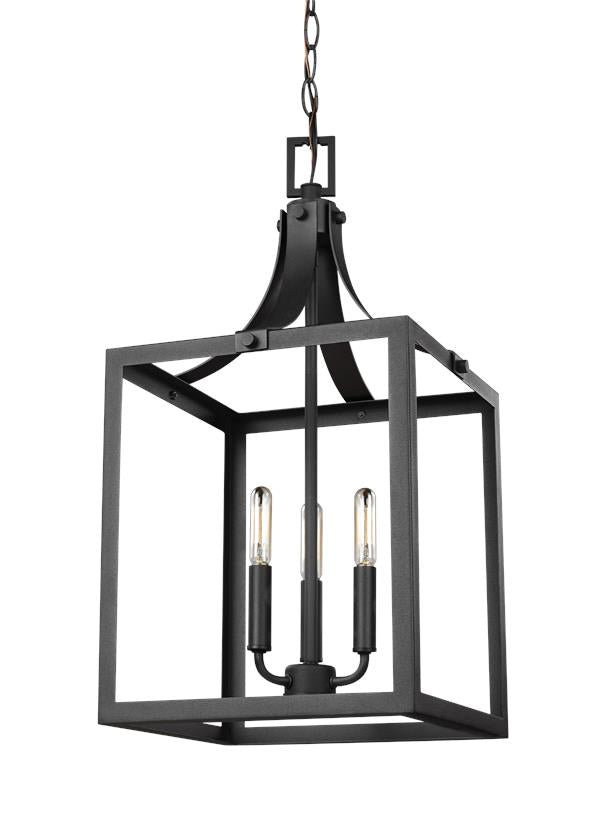 Generation Lighting Labette 3 light black lantern pendant ceiling light