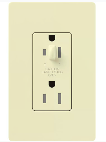 Lutron NTR-15-HDTR-AL Architectural 15A Half-Dimming, Tamper Resist Duplex Receptacle with Wall Plate, Matte Finish, Almond