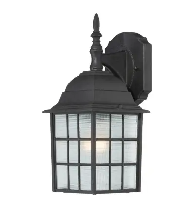 Nuvo 60-3482 14-in Adams LED Wall Lantern w/ Frosted Glass, Wattage 100W, 1 Light, Textured Black