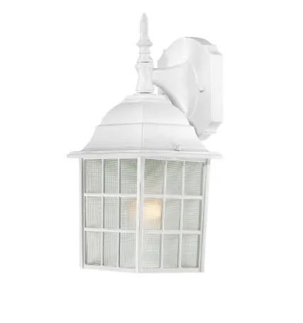 Nuvo 60-3480 14-in Adams LED Wall Lantern w/ Frosted Glass, Wattage 100W, 1 Light, White