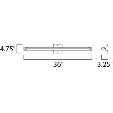 Maxim Lighting 53034WTPC Director - Dimensions Diagram: 36 Inch Width, 4.75 Inch Height, 3.25 Inch Depth
