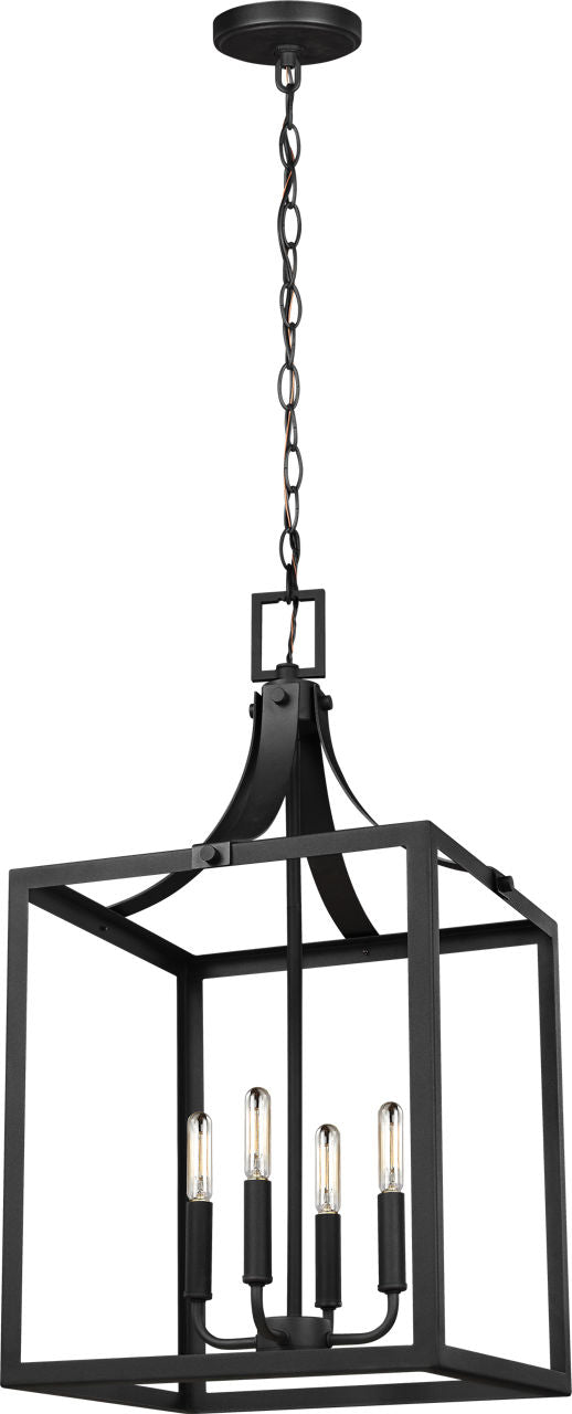 Generation Lighting Labette 4 light black lantern ceiling light