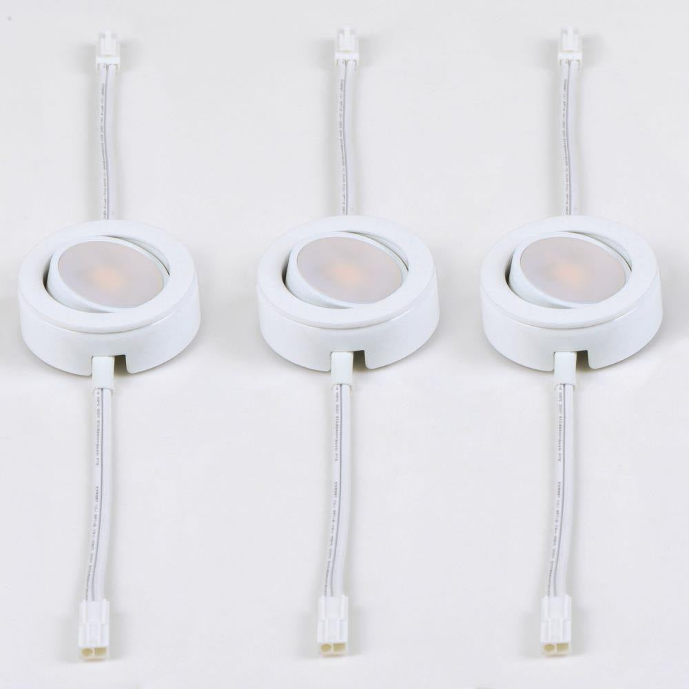 Maxim Lighting 53835WT CounterMax MX LD AC 3 LED Under Cabinet Disc Light White - Three Fixtures with Daisy Chain Wiring