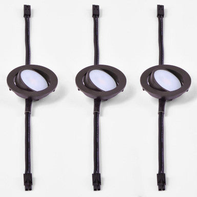 Maxim Lighting 53836BRZ CounterMax MX LD AC Anodized Bronze Under Cabinet Disc Lights with Connector Cables Front View