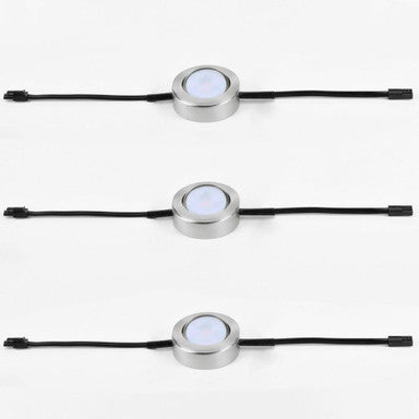 Maxim Lighting CounterMax MX LD AC Under Cabinet Disc Lights Satin Nickel Finish with Connector Cables