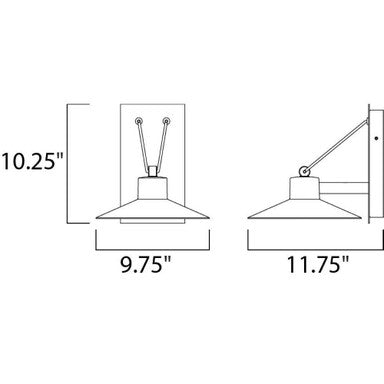 Maxim Lighting 54363FTABZ Civic Outdoor Wall Sconce - Dimension Diagram 10.25 inch Height 9.75 inch Width
