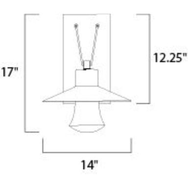 Maxim Lighting 54364CLABZ Civic Outdoor Wall Sconce - Dimensions Diagram 17 inch H x 14 inch W